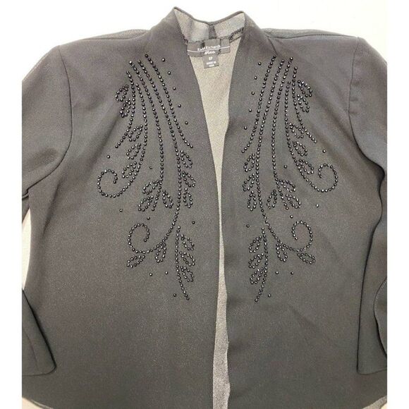R&M Richards Black 2 Piece Set Dress Jacket Beaded 6P 6 Petite MOB MOG Formal‎ - Picture 8 of 11